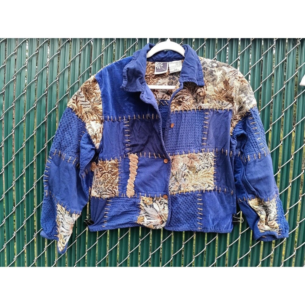 Phool Bohemian Patchwork Tapestry Button Up Jacket